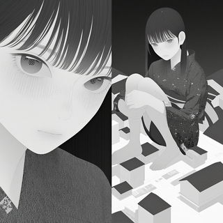 Gilded Ink Cataclysm style, Midjourney V6.1: black-and-white manga comic strip