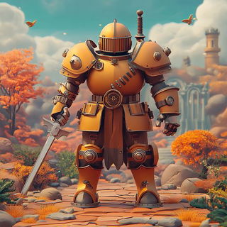 Geomantle style, Midjourney V6.1: concept art character design of retropunk steam knight