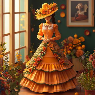 Geomantle style, Midjourney V6.1: haute-couture fashion outfit
