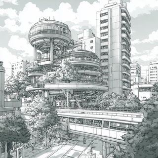 Chromafragism style, Midjourney V6.1: megacity with futuristic bioarchitecture