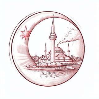 Chromafragism style, Midjourney V6.1: bold minimalist logo design for Istanbul city municipal services