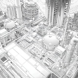 Chromafragism style, Midjourney V6.1: technical infrastructure blueprint schematics