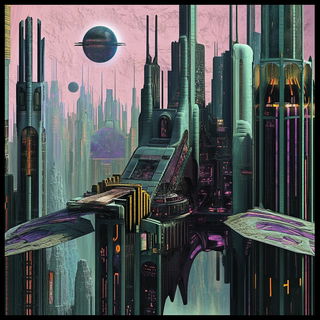 Squallbridge Illustrative style, Midjourney V6.1: megacity with futuristic bioarchitecture