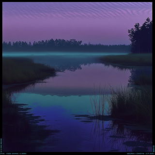 Squallbridge Illustrative style, Midjourney V6.1: realistic landscape photograph of quiet dawn