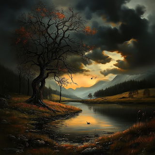 Cliffstring Shanshuit style, Midjourney V6.1: realistic landscape photograph of quiet dawn
