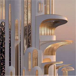 Cryocursive style, Midjourney V6.1: megacity with futuristic bioarchitecture