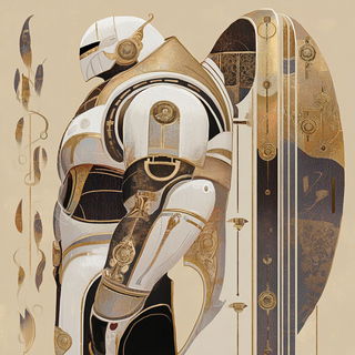 Cryocursive style, Midjourney V6.1: concept art character design of retropunk steam knight