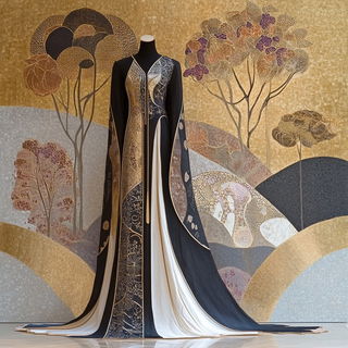 Cryocursive style, Midjourney V6.1: haute-couture fashion outfit