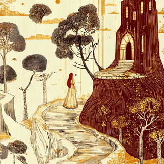 Inkroot Palimpsest style, Midjourney V6.1: retro fairy-tale illustration