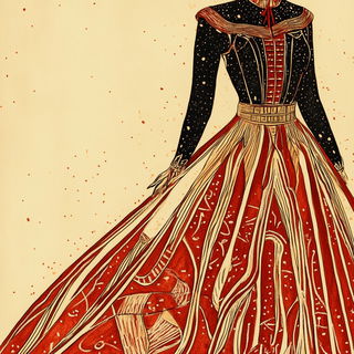 Inkroot Palimpsest style, Midjourney V6.1: haute-couture fashion outfit