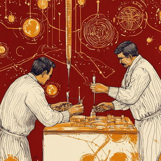 Inkroot Palimpsest style, Midjourney V6.1: editorial illustration for popular scientific magazine cover