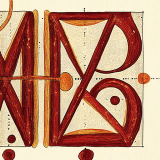 Inkroot Palimpsest style, Midjourney V6.1: typographic composition with large letters