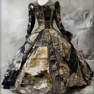 Flytower Marginalia style, Midjourney V6.1: haute-couture fashion outfit