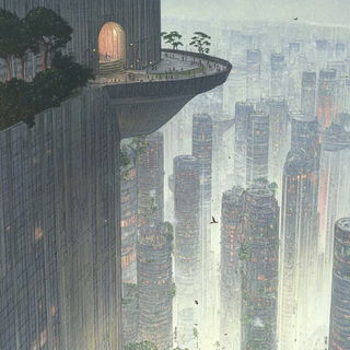 Aigrette Divisionism style, Midjourney V6.1: megacity with futuristic bioarchitecture