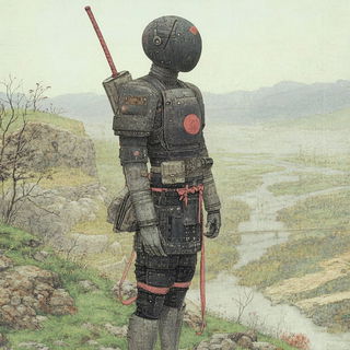 Aigrette Divisionism style, Midjourney V6.1: concept art character design of retropunk steam knight