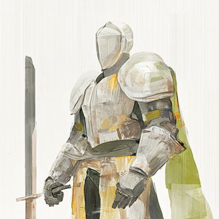 Bifrost Monolithism style, Midjourney V6.1: concept art character design of retropunk steam knight