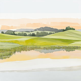 Bifrost Monolithism style, Midjourney V6.1: realistic landscape photograph of quiet dawn