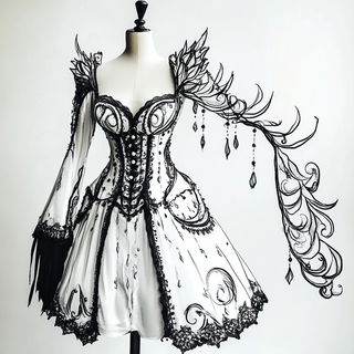 Pastelarchipelago style, Midjourney V6.1: haute-couture fashion outfit