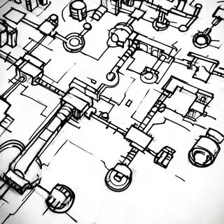 Pastelarchipelago style, Midjourney V6.1: technical infrastructure blueprint schematics