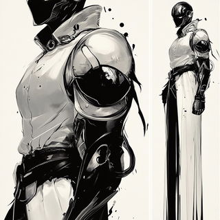 Beastbanner style, Midjourney V6.1: concept art character design of retropunk steam knight