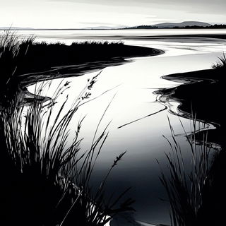 Beastbanner style, Midjourney V6.1: realistic landscape photograph of quiet dawn