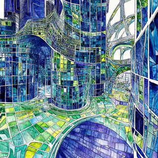Suncrest Woodcutry style, Midjourney V6.1: megacity with futuristic bioarchitecture