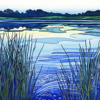 Suncrest Woodcutry style, Midjourney V6.1: realistic landscape photograph of quiet dawn