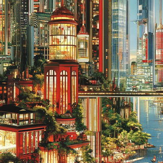Marmalade Aeromechanics style, Midjourney V6.1: megacity with futuristic bioarchitecture