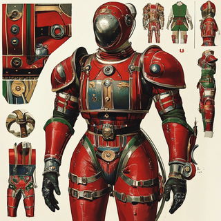 Marmalade Aeromechanics style, Midjourney V6.1: concept art character design of retropunk steam knight