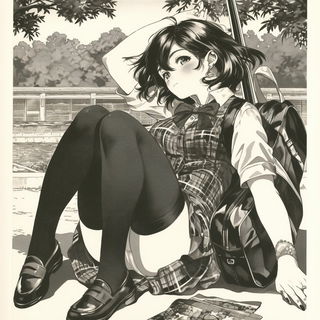 Marmalade Aeromechanics style, Midjourney V6.1: black-and-white manga comic strip