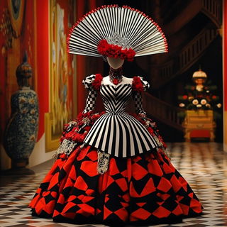 Bazaar Scrape style, Midjourney V6.1: haute-couture fashion outfit