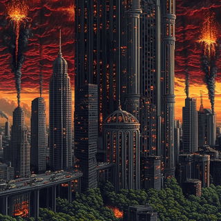 Batikubism style, Midjourney V6.1: megacity with futuristic bioarchitecture