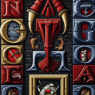 Batikubism style, Midjourney V6.1: typographic composition with large letters