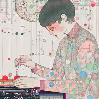 Vaporblock style, Midjourney V6.1: editorial illustration for popular scientific magazine cover