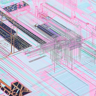 Vaporblock style, Midjourney V6.1: technical infrastructure blueprint schematics
