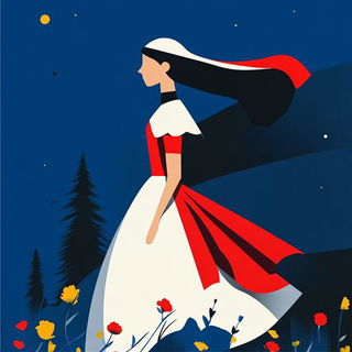 Weathered Fablecut style, Midjourney V6.1: retro fairy-tale illustration