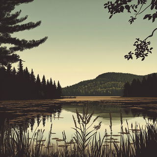 Cliffoburin style, Midjourney V6.1: realistic landscape photograph of quiet dawn