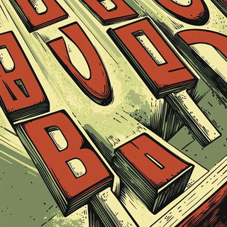 Cliffoburin style, Midjourney V6.1: typographic composition with large letters