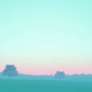Bubbleburin style, Midjourney V6.1: realistic landscape photograph of quiet dawn