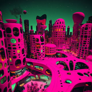 Passageflare style, Midjourney V6.1: megacity with futuristic bioarchitecture