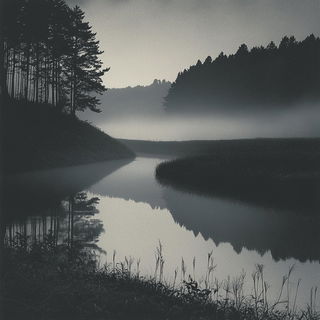 Cryocontourism style, Midjourney V6.1: realistic landscape photograph of quiet dawn