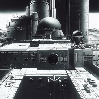 Cryocontourism style, Midjourney V6.1: technical infrastructure blueprint schematics