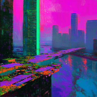 Catoptric Ruinism style, Midjourney V6.1: megacity with futuristic bioarchitecture