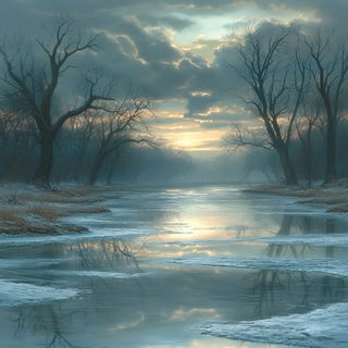 Floating Festival of Eyes style, Midjourney V6.1: realistic landscape photograph of quiet dawn