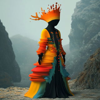 Ruincable style, Midjourney V6.1: haute-couture fashion outfit