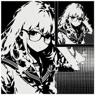Machinae Cathedralis style, Midjourney V6.1: black-and-white manga comic strip