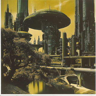 Relieforama style, Midjourney V6.1: megacity with futuristic bioarchitecture