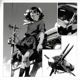 Relieforama style, Midjourney V6.1: black-and-white manga comic strip