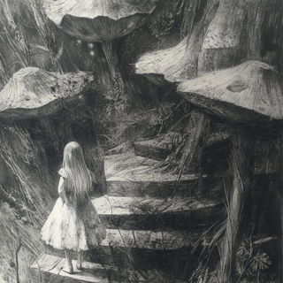 Paleomark style, Midjourney V6.1: retro fairy-tale illustration