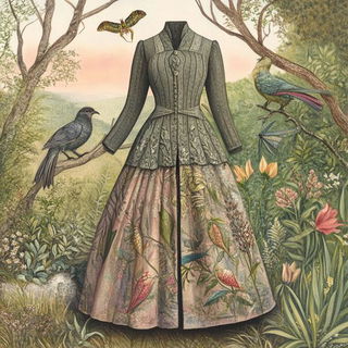 Inkglyphic style, Midjourney V6.1: haute-couture fashion outfit
